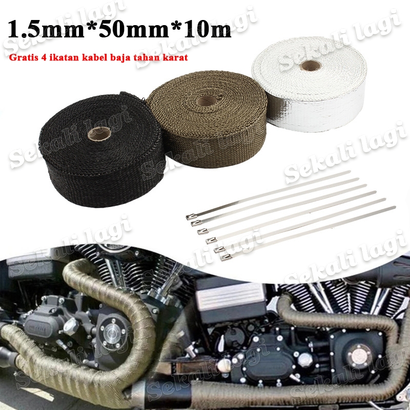 Exhaust Wrap Pelindung / Peredam Panas Knalpot Motor / Mobil Lakban Anti Panas/Peredam Panas 10 mete