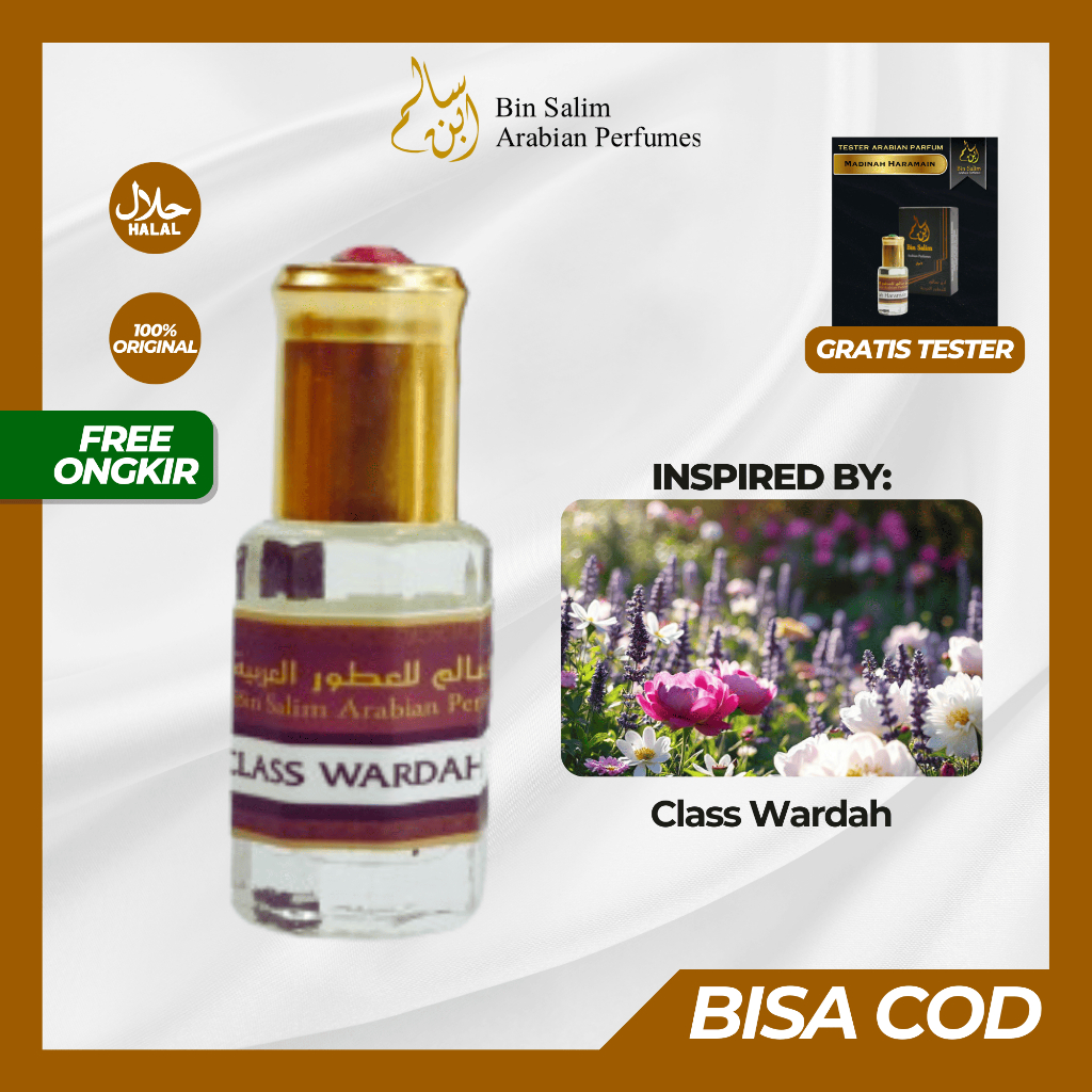 Parfum Arab Class Wardah 6 mL Bin Salim Minyak Wangi Non Alcohol Tahan Lama Parfum Sholat Roll On