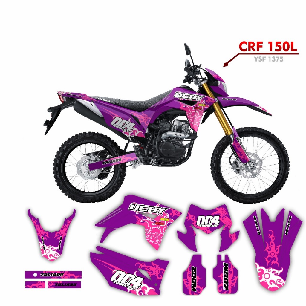 decal crf 150l hitam ungu rockstar