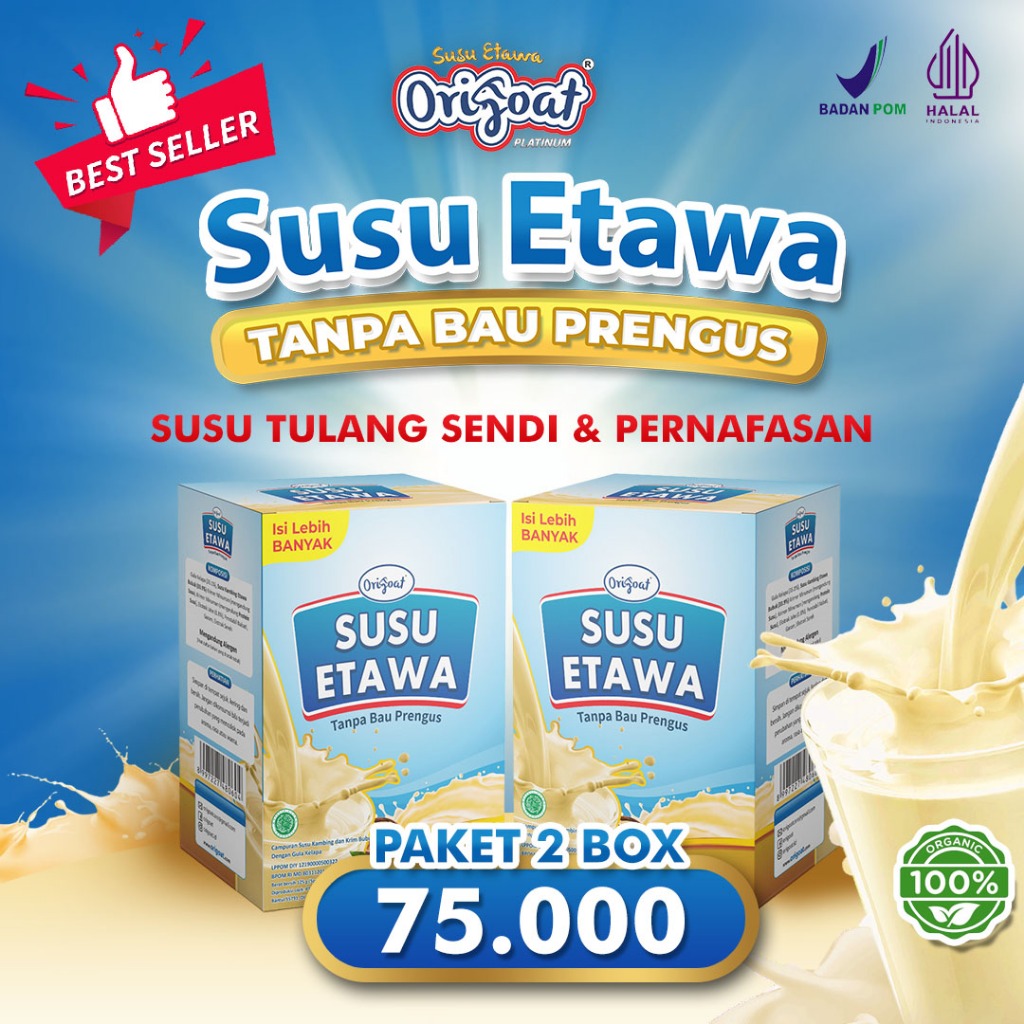 

Susu Origoat Susu Kambing Etawa Herbal Alami Kemasan 250 gram - Susu Origoat Untuk Nyeri Sendi dan Asam Urat Cocok untuk Pegal Linu - Susu Origoat untuk Syaraf Kejepit dan Osteoporosis Susu Origoat Resmi BPOM 2 box