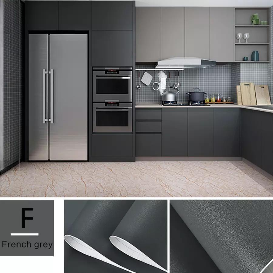 Wallpaper Sticker Dinding Motif Polos Abu Tua