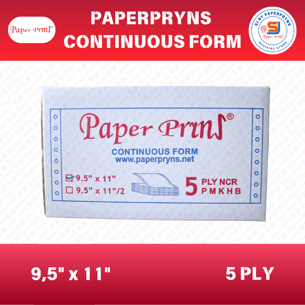 

PAPERPRYNS Continuous Form 9,5" × 11" (5 PLY) NCR Sheets