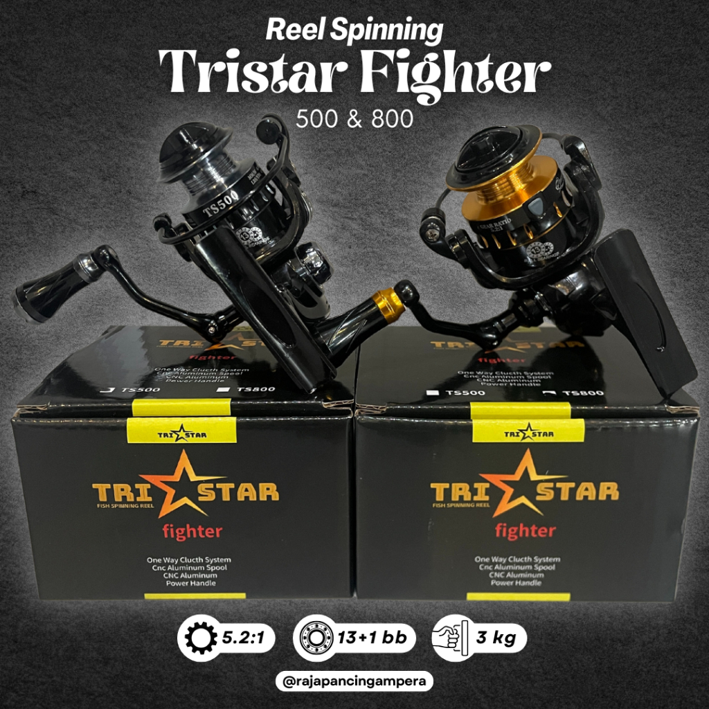 Reel Spinning Tristar Fighter Kerekan Pancing Mini Power Handle