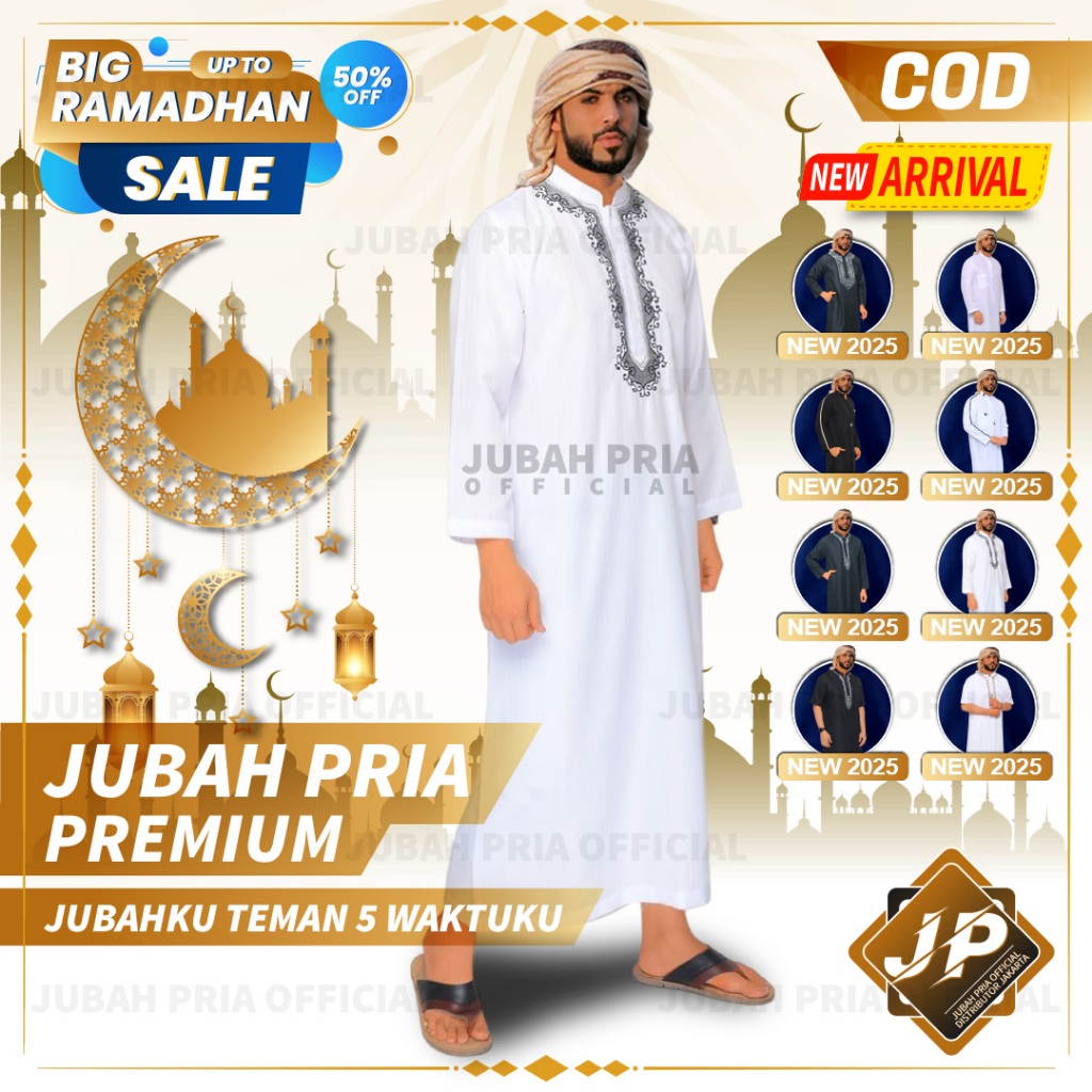 Jubah Pria Gamis Pria Cowok Laki Laki Dewasa Lengan Panjang Terbaru Al Haramain Baju Jubah Putih Pri