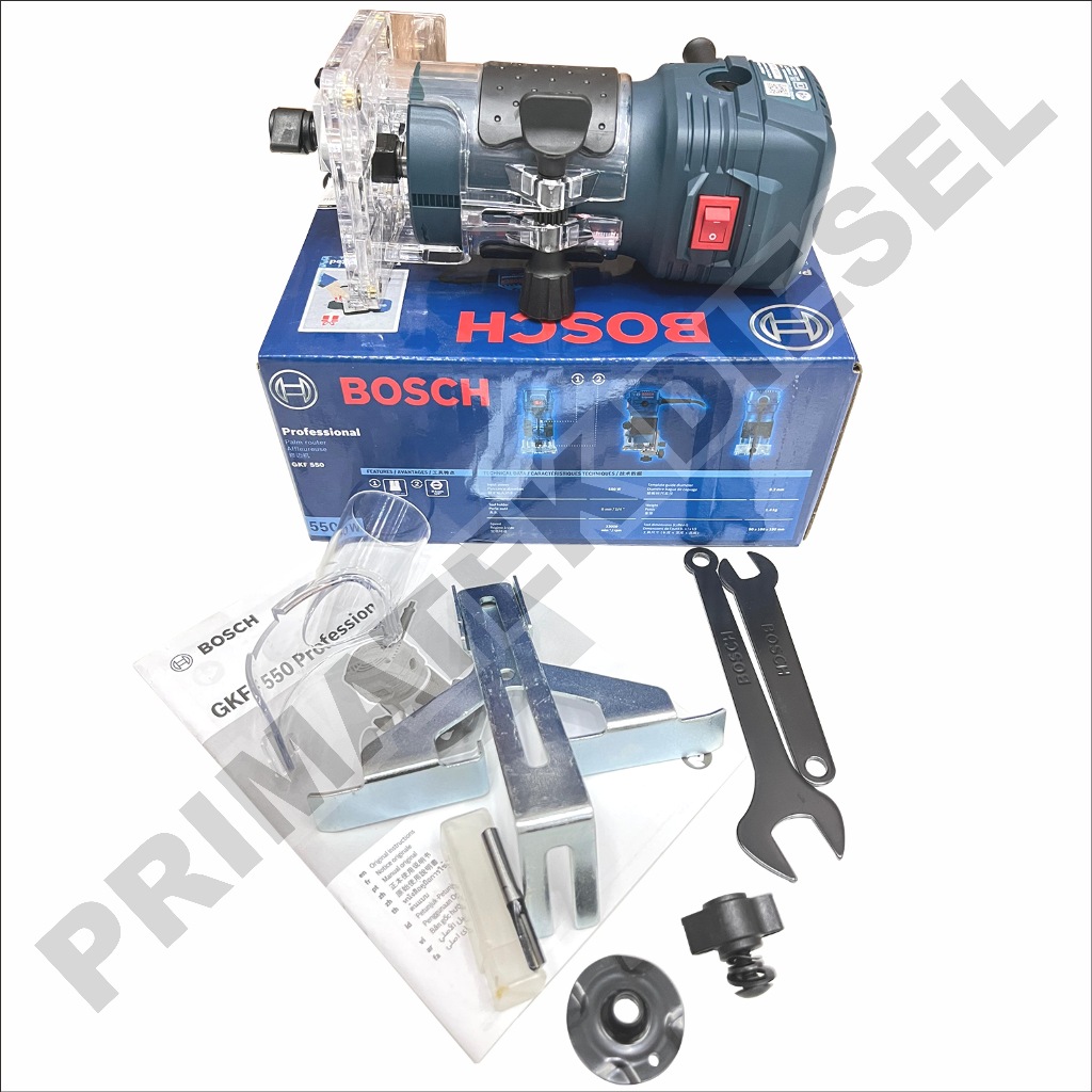Mesin Profil Kayu Listrik 550 Watt 6mm GKF550 BOSCH / Mesin Trimmer Profil Electric Trimmer 1/4" 550