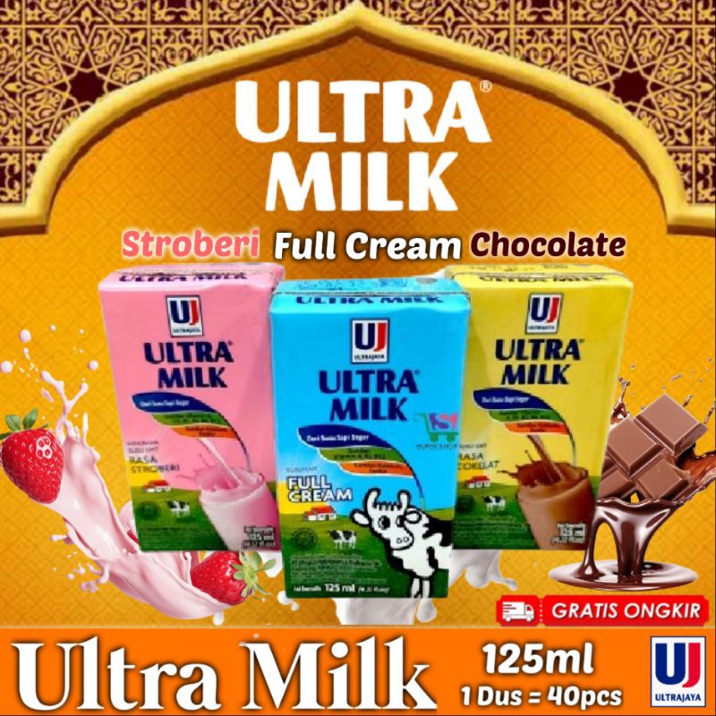 

Ultra Milk 125ml Full Cream Cokelat Stroberi