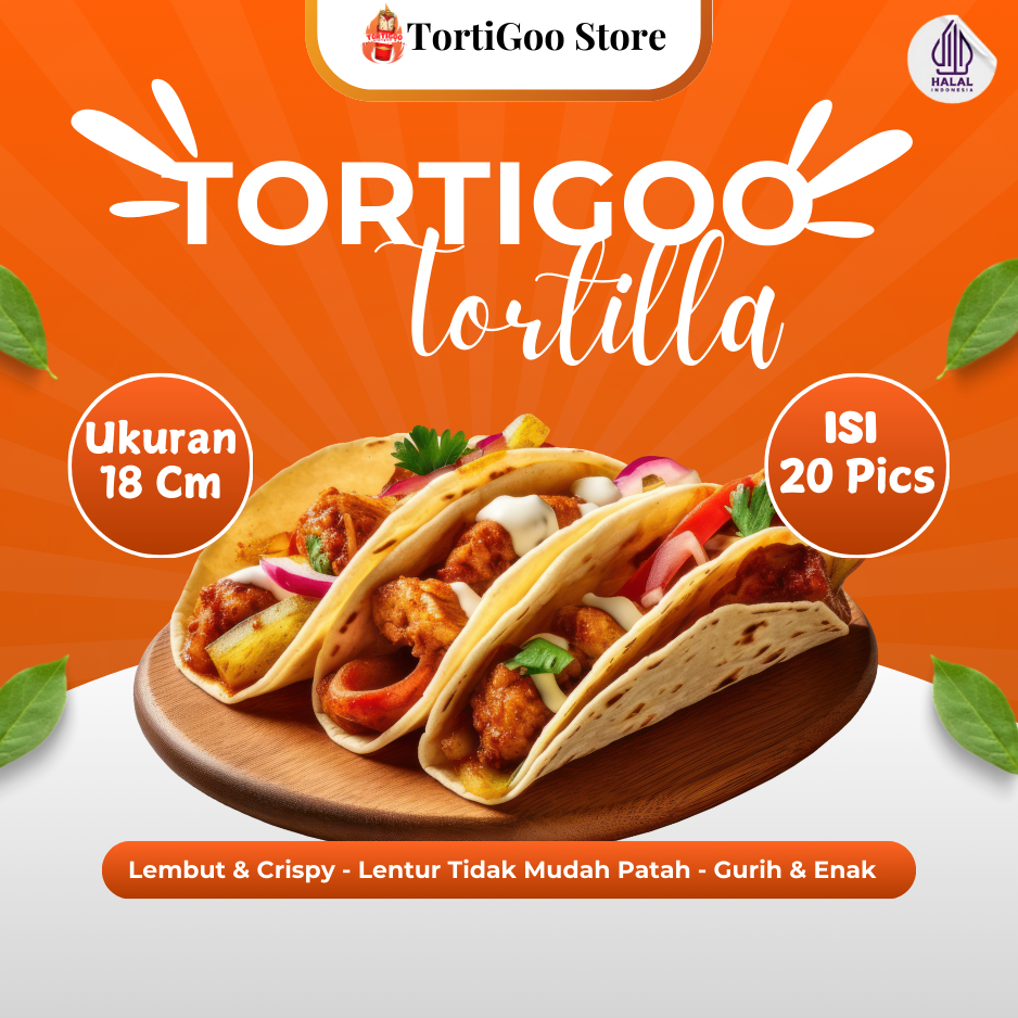 

Tortigoo Kulit Kebab Tortilla Ukuran 18cm Iși 20pcs Frozen Food Halal Original