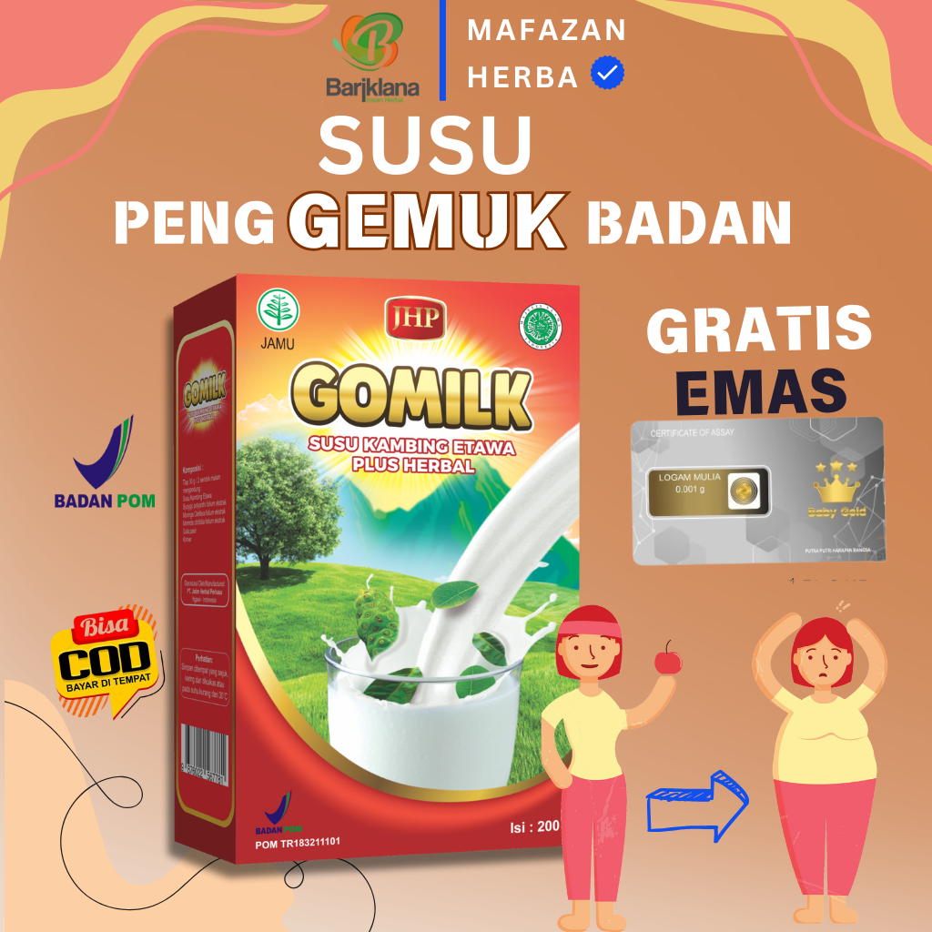 

[ BISA COD + GARANSI ] [ BELI 1 GRATIS GELAS CANTIK ] [BELI 2 FREE EMAS MINI ] Gomilk Susu Kambing Etawa Plus Herbal Penambah Nafsu Makan Anak