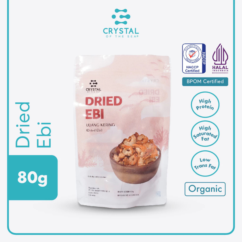 

Crystal of the Sea - Dried Ebi Anchovy 80gr | Udang Ebi Kering Bebas Kotoran - Penyedap Rasa MPASI Rendah Garam