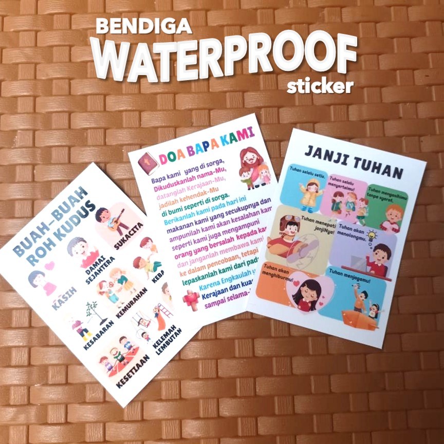 

stiker anak sekolah minggu DOA BAPA KAMI , JANJI TUHAN, BUAH ROH KUDUS - ELSTUDIO Sticker VINYL tahan air