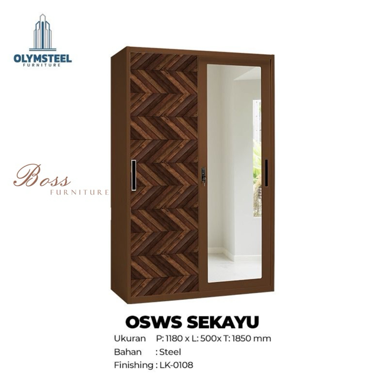 Lemari Besi Lemari Baju Sliding Minimalis 2 Pintu OSWS SEKAYU Olymsteel