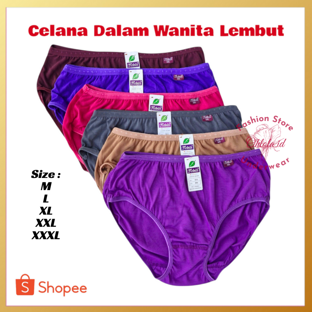 6 Pcs Celana Dalam Wanita Remaja Lembut CD Katun Polos