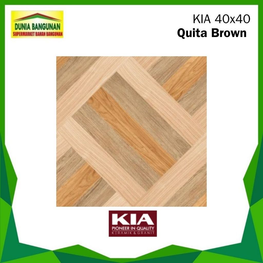 Keramik KIA 40x40 Quitta Brown / Keramik Lantai Keset/ Keramik Motif Kayu