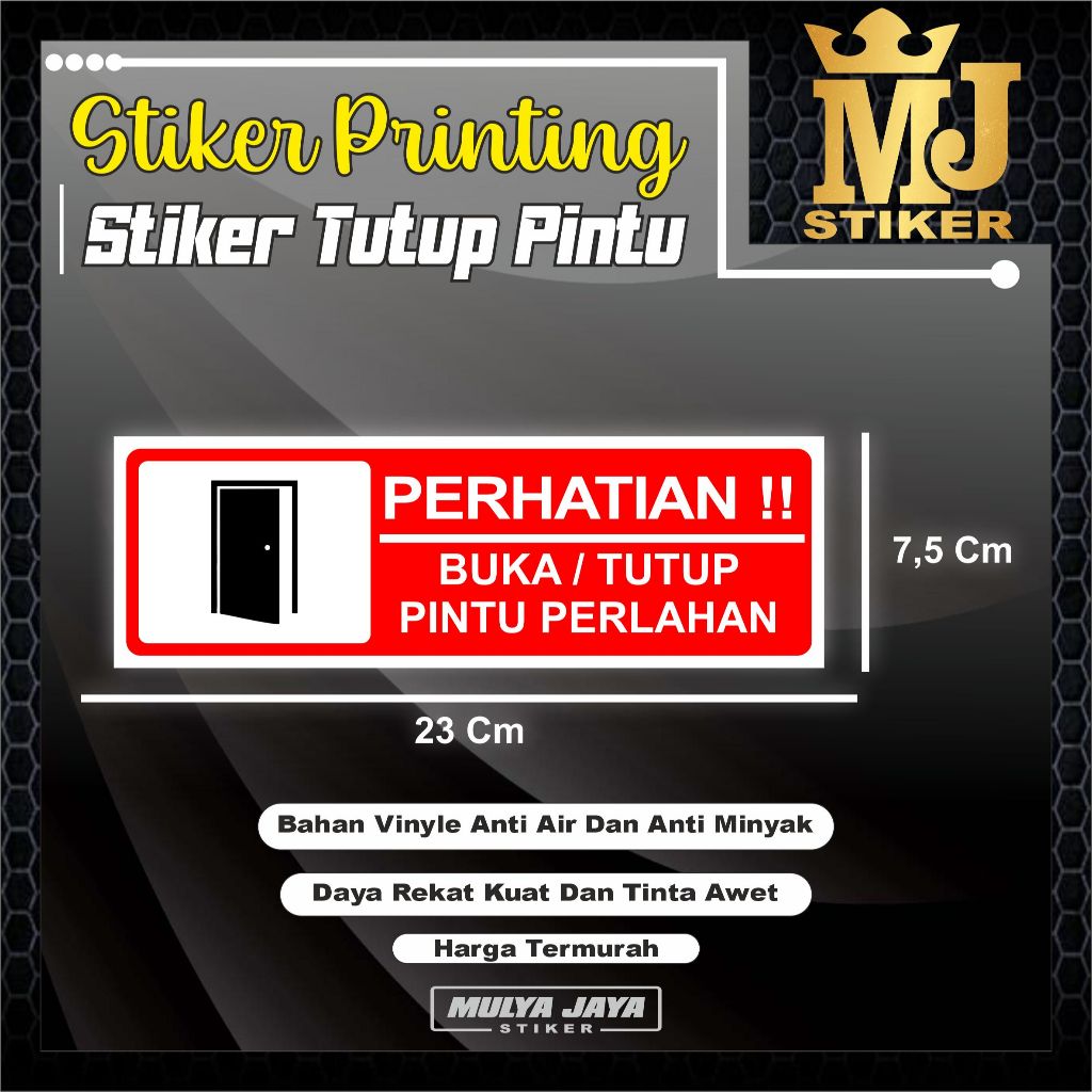 

PROMO Mulya Jaya Stiker Buka Tutup Pintu Perlahan / Stiker Pintu / Bahan Vinyl Anti Air