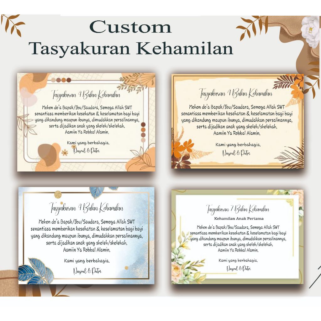 Kartu Tasyakuran 4 Bulanan / 7 Bulanan Kehamilan / Custom Stiker Tasyakuran Kehamilan