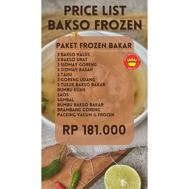 

Bakso President Frozen Bakar Khusus Pulau Jawa