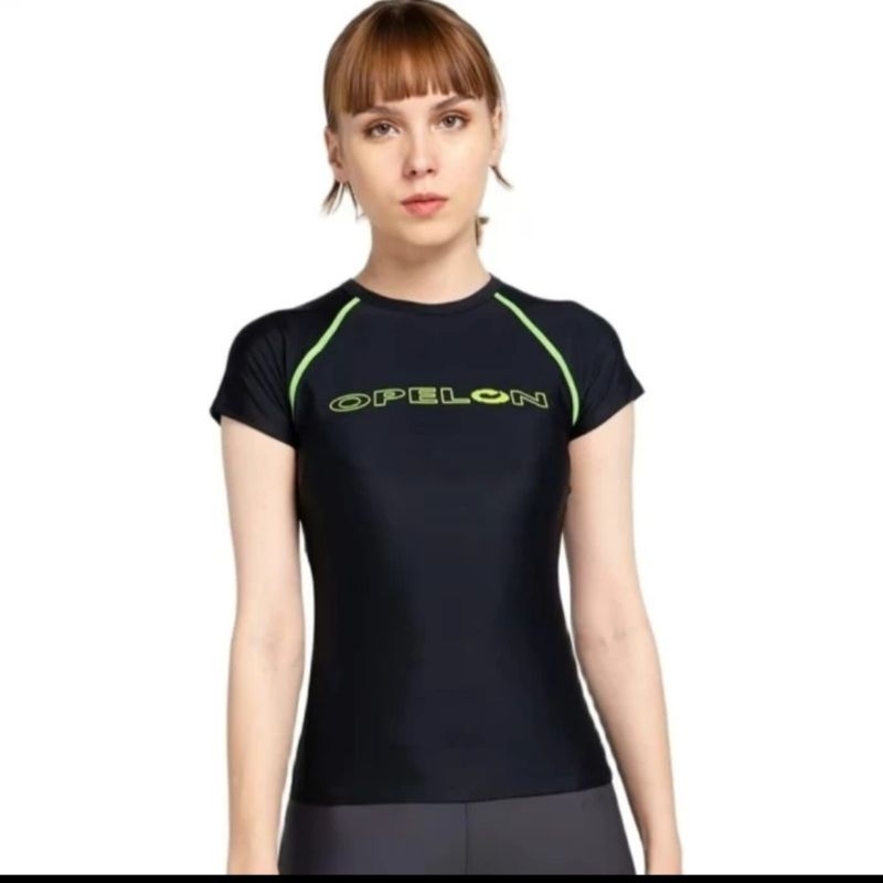 BLUS TANGAN PENDEK WANITA OPELON HITAM tanpa cup bra