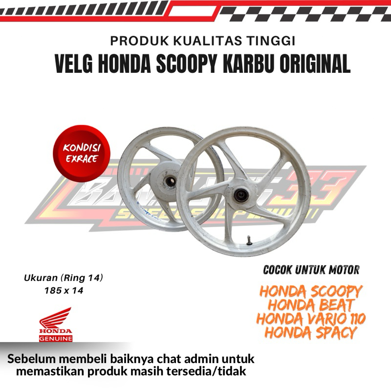 Velg Honda Scoopy Karbu Original Putih/White Ring 14 Original