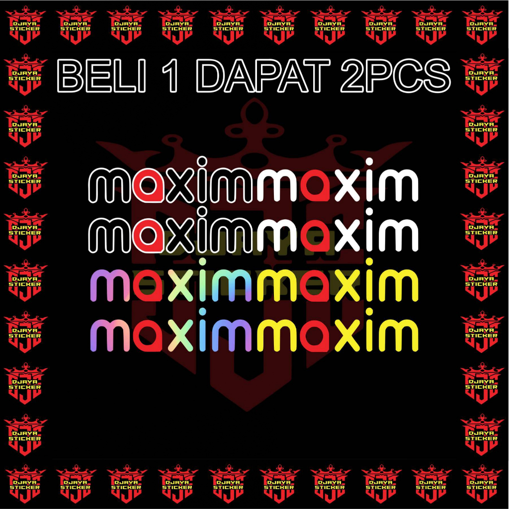 2PCS CUTTING STICKER MAXIM , STIKER VARIASI MOTOR UNIVERSAL KEREN TIMBUL DAN MENYALA