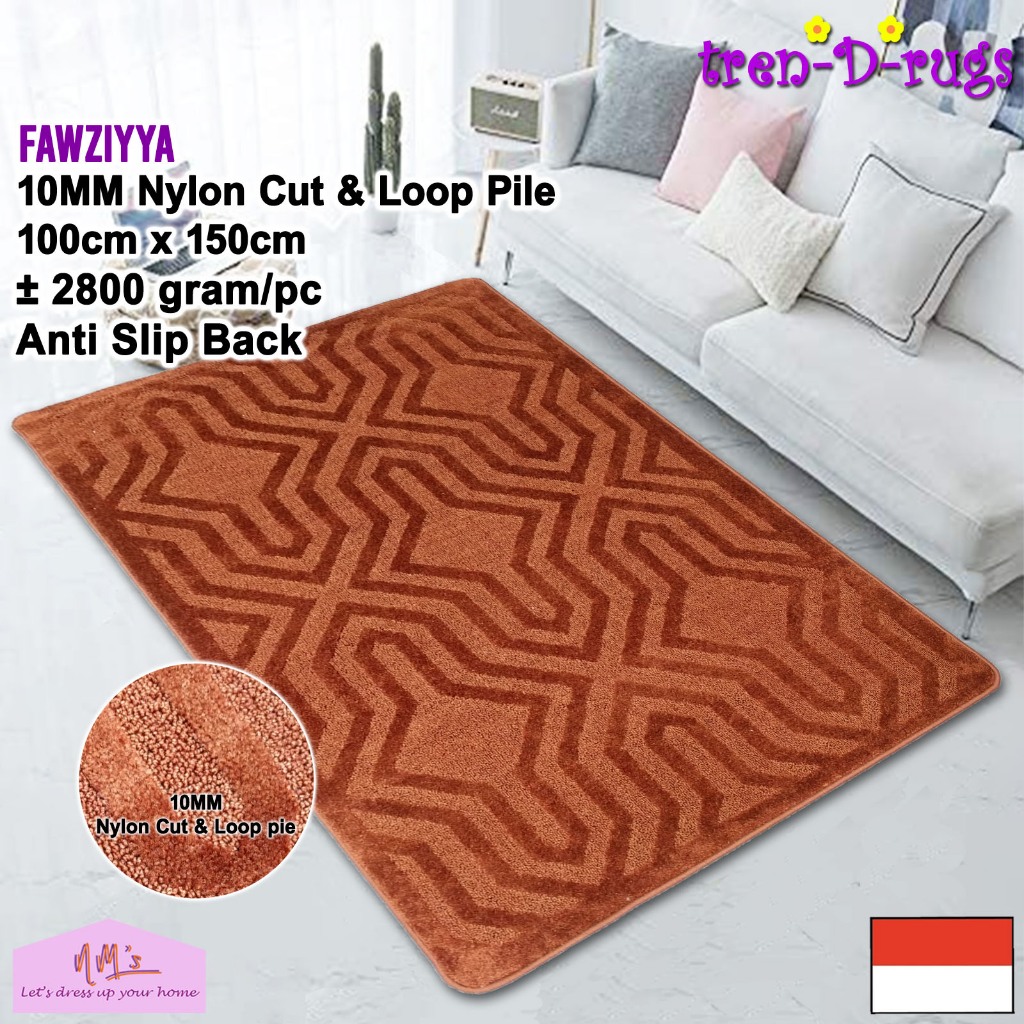 Tren-D-rugs Karpet plush lantai permadani tebal halus motif 3D timbul anti slip 100 cm x 150 cm -NMs