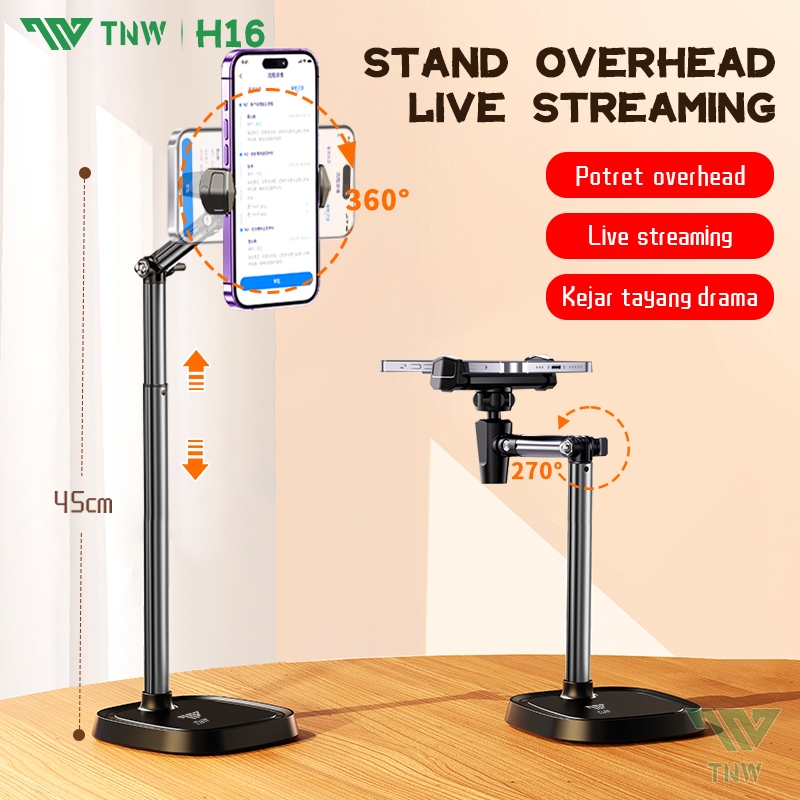 TNW H16 Stand Holder Handphone Aluminium Aloy Overhead Phone Stand  Fotografi Stand Holder Hp Flexib