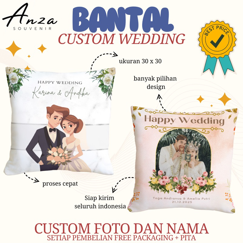 BANTAL WEDDING  / BANTAL FOTO / BANTAL CUSTOM PRINTING / KADO PERNIKAHAN