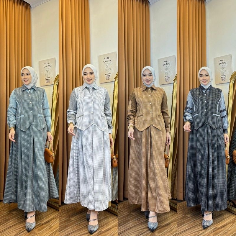 LORITHA SET 2IN1 ROMPI KAIN BUGATTI PREMIUM + KATUN MADINAH / DRESS LENGAN PANJANG GAMIS
