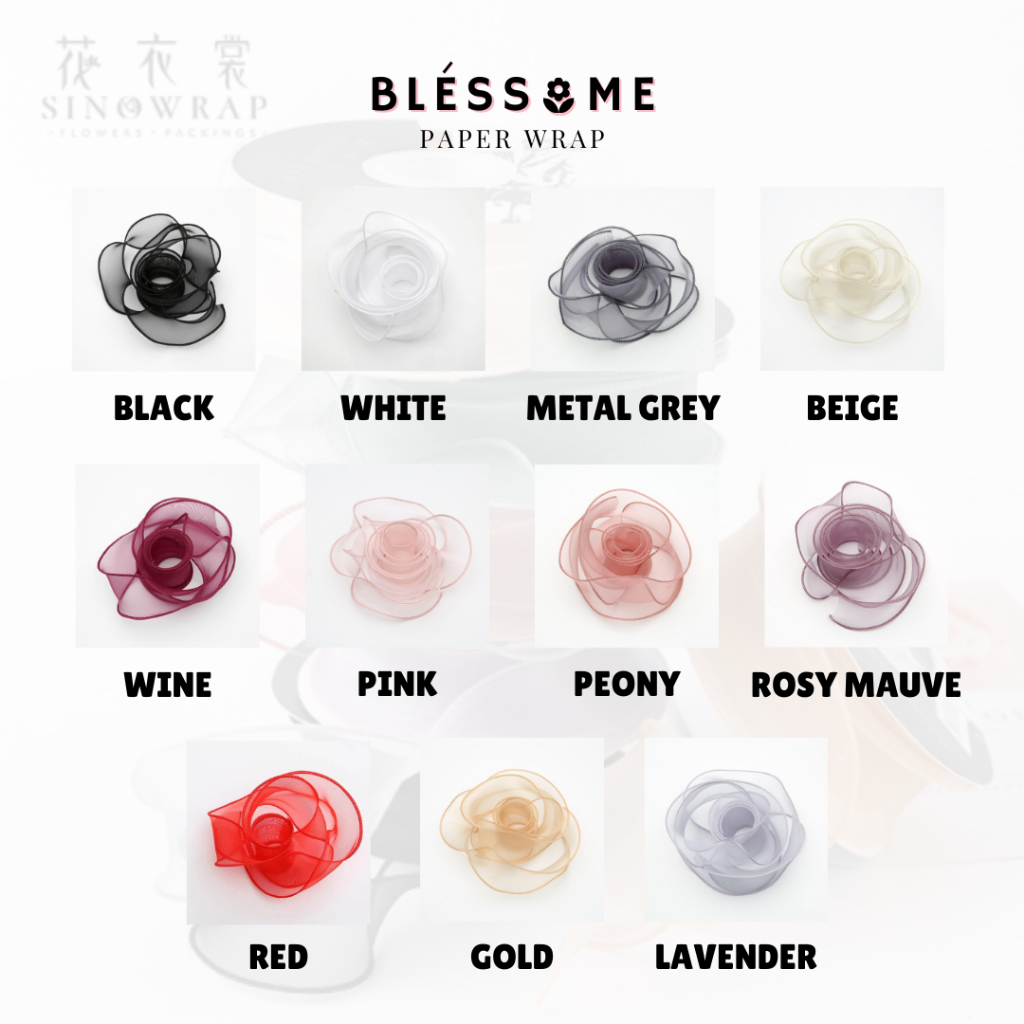 

(1 ROLL) Ribbon Wave / Wavy Organza Ribbon 40mm 10 Yard / Fishtail Wave Ribbon / Pita Organdi Gelombang / Pita Keriting Korean Florist Pembungkus Kertas Buket Bunga Hand Bouquet
