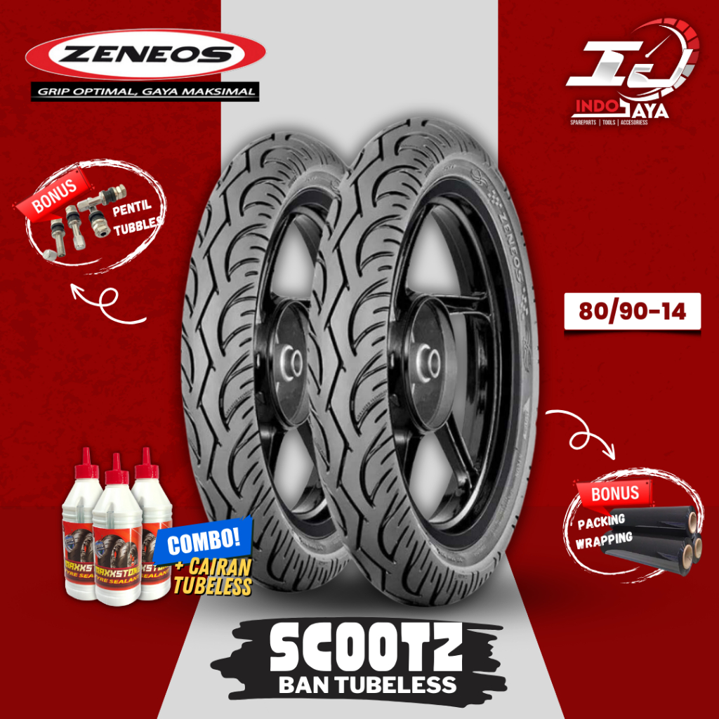 [READY COD] BAN ZENEOS SCOOTZ TUBELESS (80/90-14) BAN MATIC DEPAN BELAKANG / BAN LUAR TUBLES / BEAT 