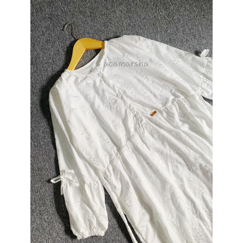 MIDI DRESS KATUN BORDIR / GAMIS KATUN BORDIR / GAMIS BORDIR LEBARAN