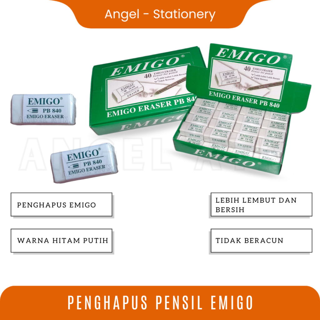 

Penghapus Pensil Putih / Stip Emigo Kecil / Penghapus Eceran / Eraser putih Murah / Tidak Beracun / COD / Atk Blessing