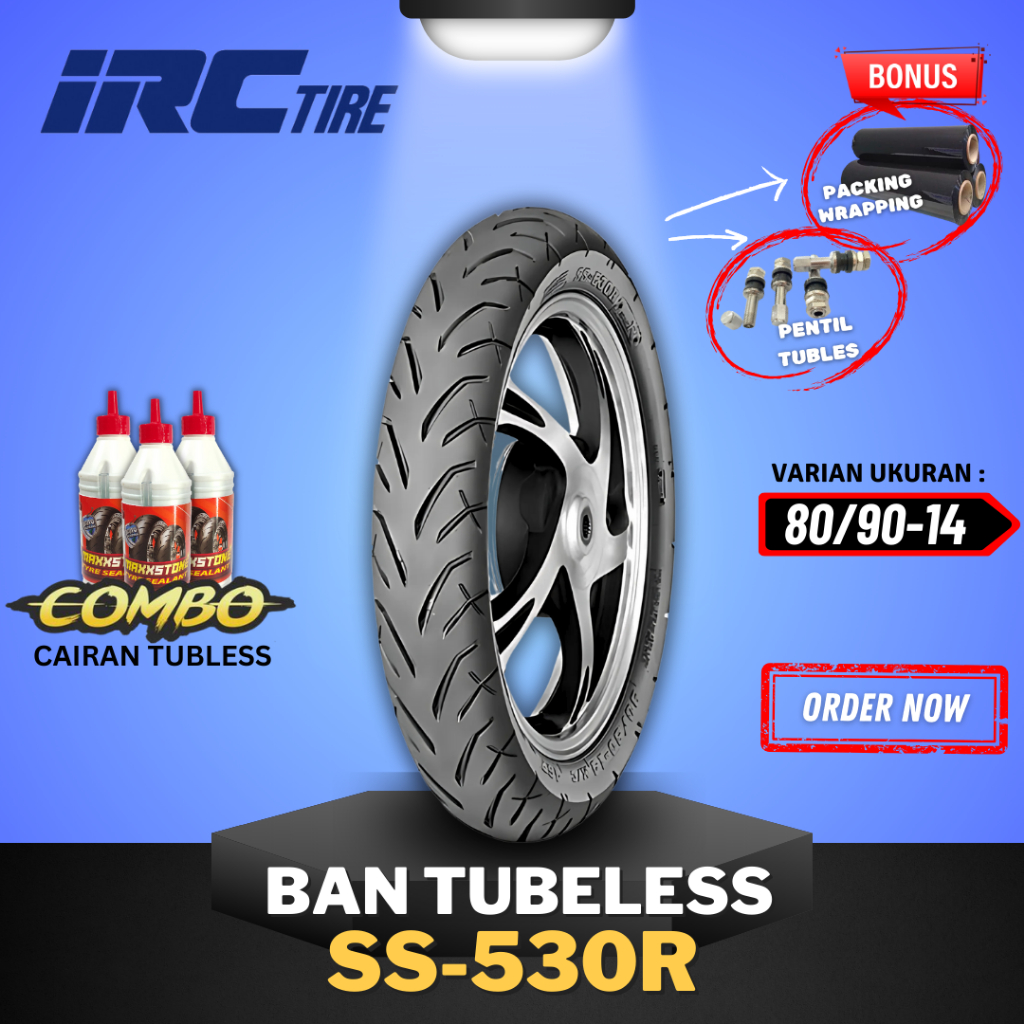 [READY COD] BAN IRC SS530R ( 80/90-14 ) RING 14 / BAN TUBELESS IRC SS 530R RING 14 / SS530 R BAN MOT
