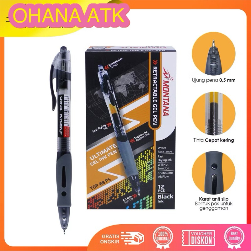 

( 1 PACK ) Montana Gel Ink Pen Retractable TGP-088 PS / Ballpoint Gel 0.5 mm /