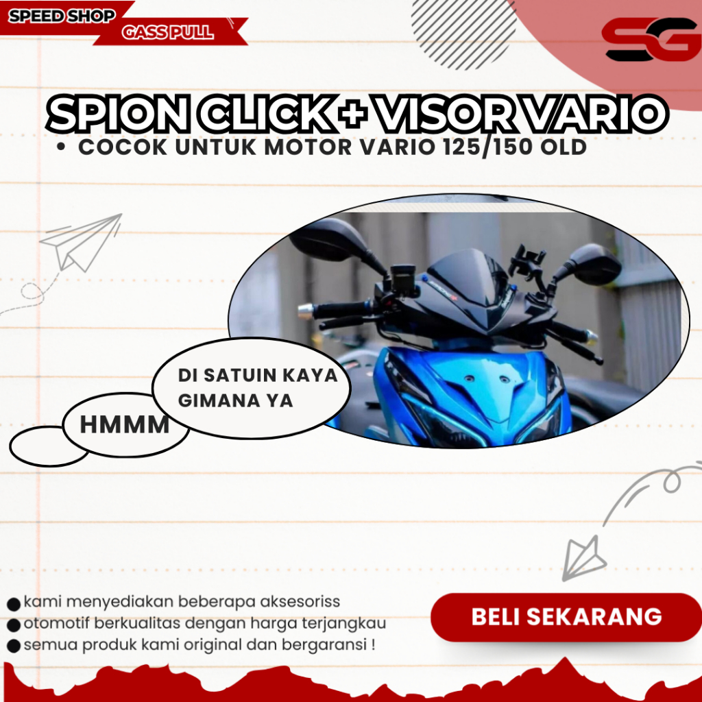 HOT Paketan variasi kaca spion click thailand plus visor honda vario 125 150 led new warna hitam