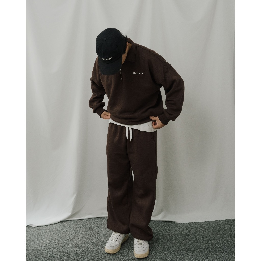 YU7 Halfzip Rugby Shirt Brown
