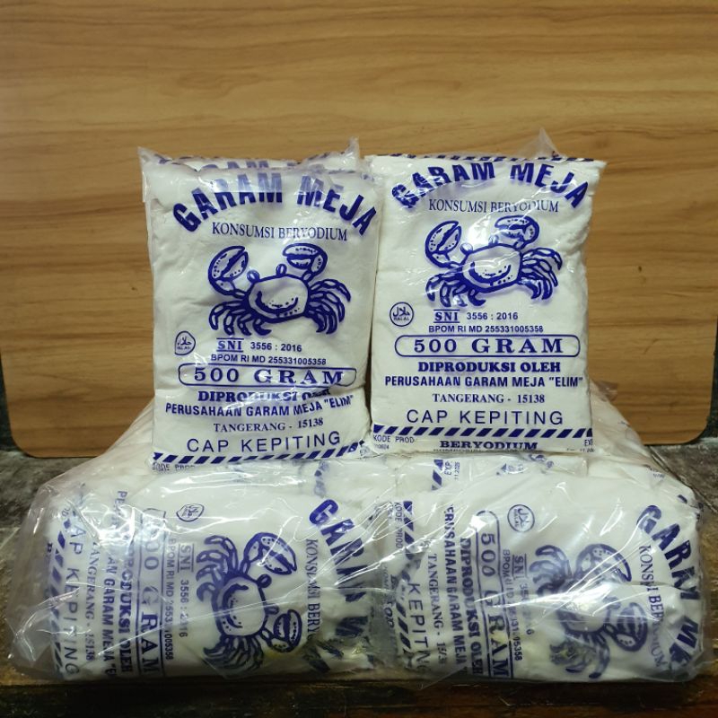 

Garam cap kepiting 500gr 1 ball isi 20 bungkus