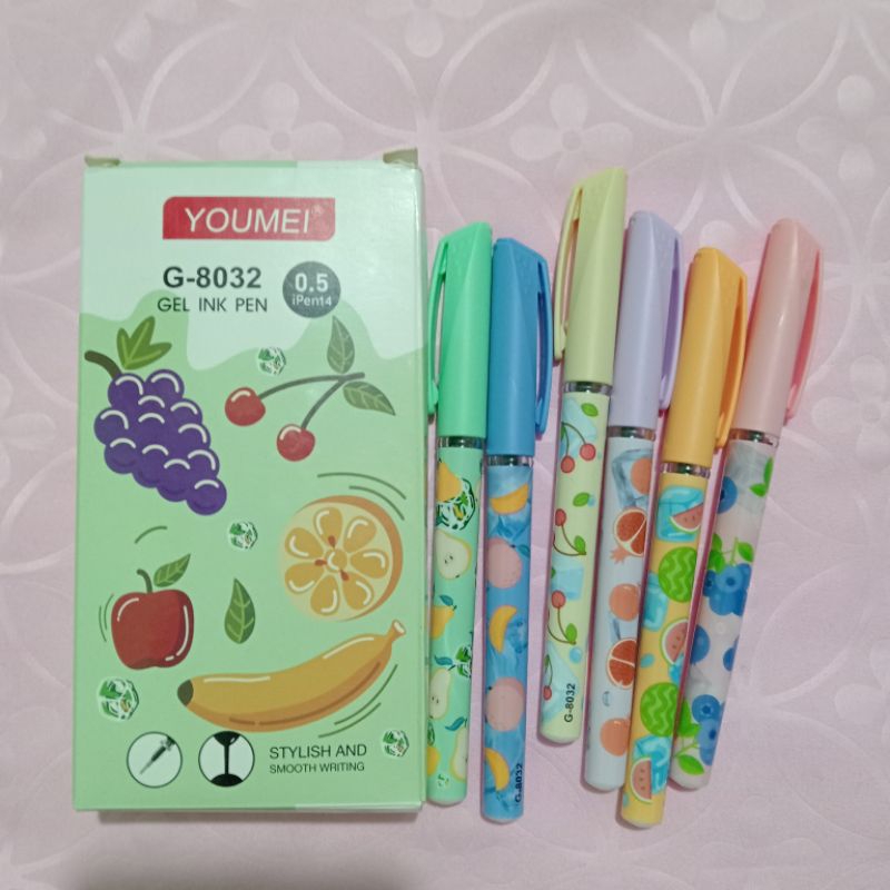 

PULPEN GEL INK / TINTA CAIR 0,5 MOTIF BUAH 6 WARNA
