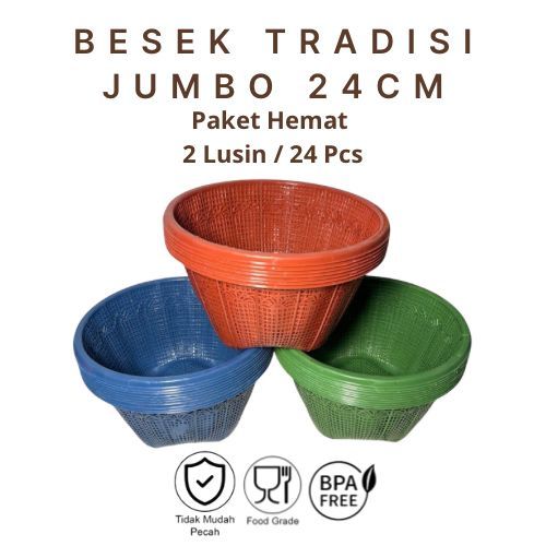 2 Lusin 24 Pcs Besek Tradisi Jumbo Hajatan Plastik Murah Tebal Berkualitas Kitchenware Ceting Plasti