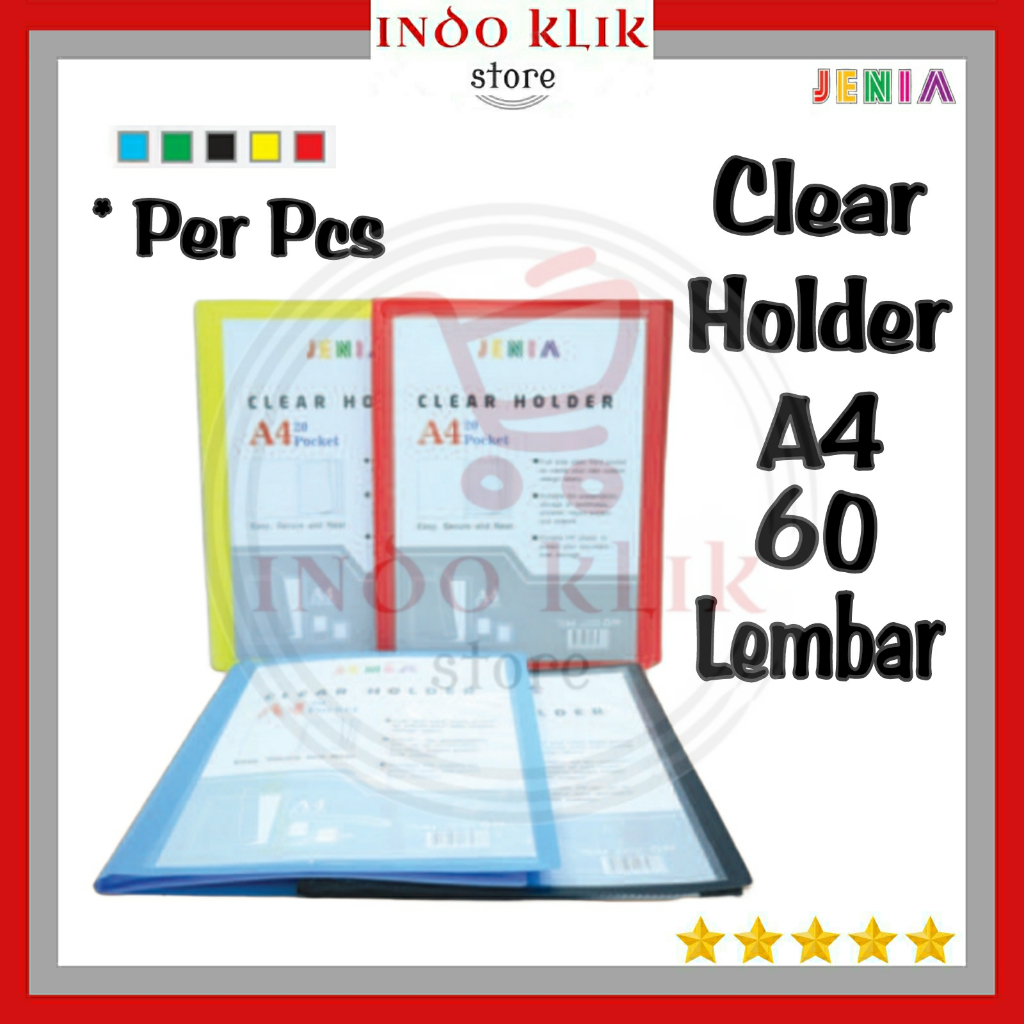 

Clear Holder JENIA A4 60 Kantong / Map Plastik Album Rapot 20 Pocket