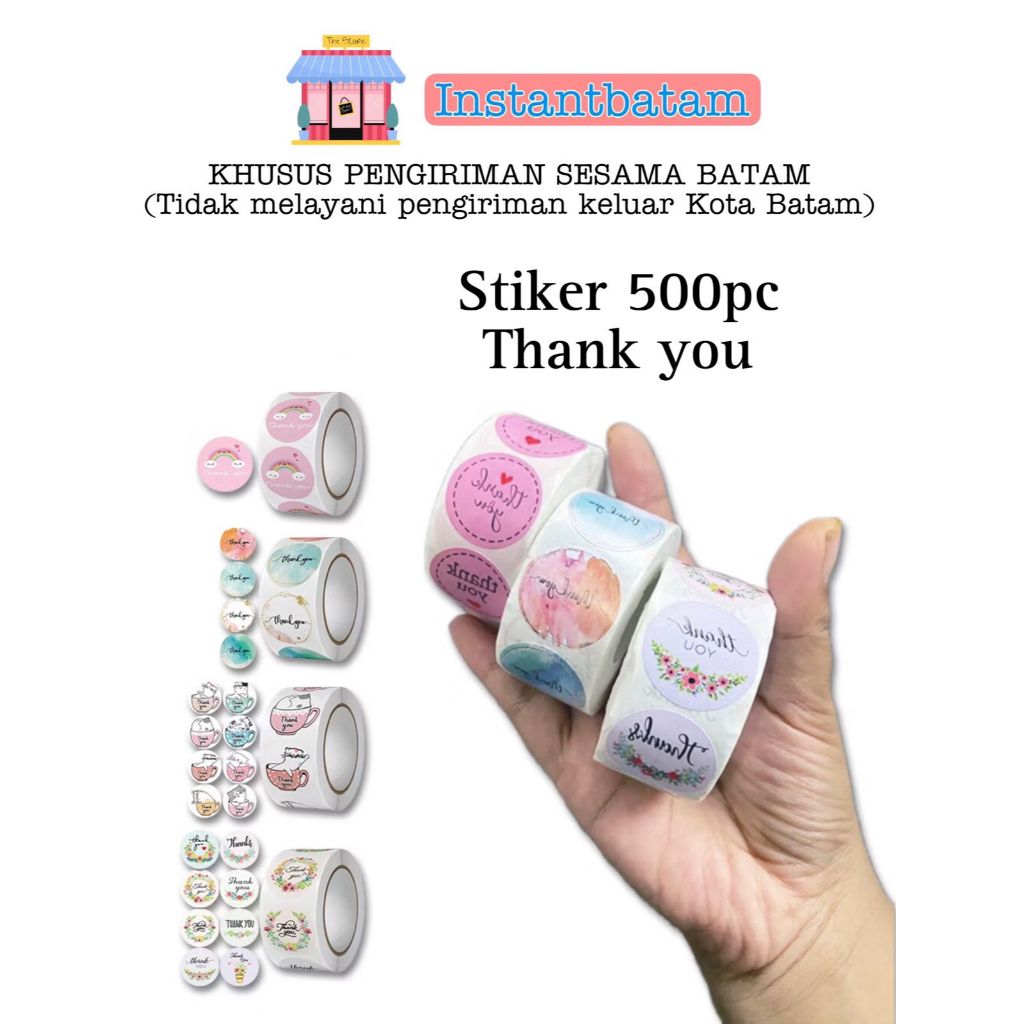 

957 Sticker Thank you Roll isi 500 pcs Stiker Terima kasih Warna Self Adhesive