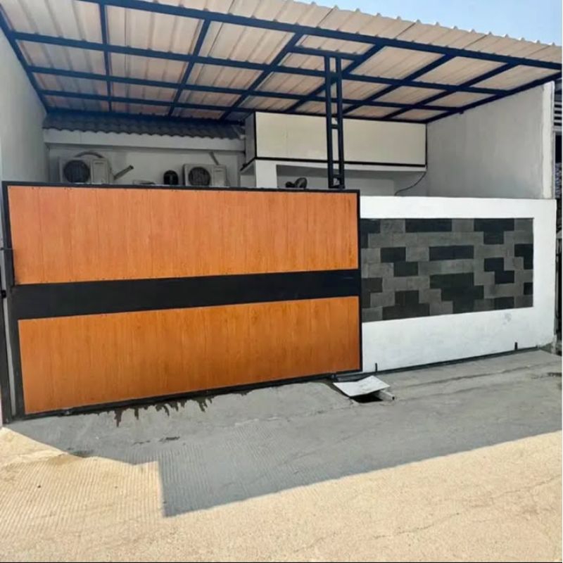 Pagar minimalis GRC motif kayu