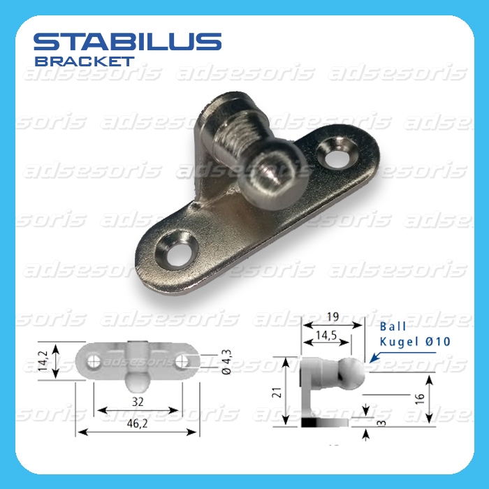 Bracket Gas Spring Stabilus Ballcap Siku
