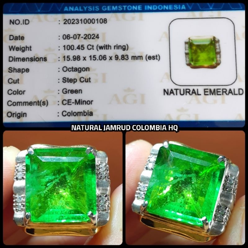 natural emerald jamrud colombia super jumbo kristal