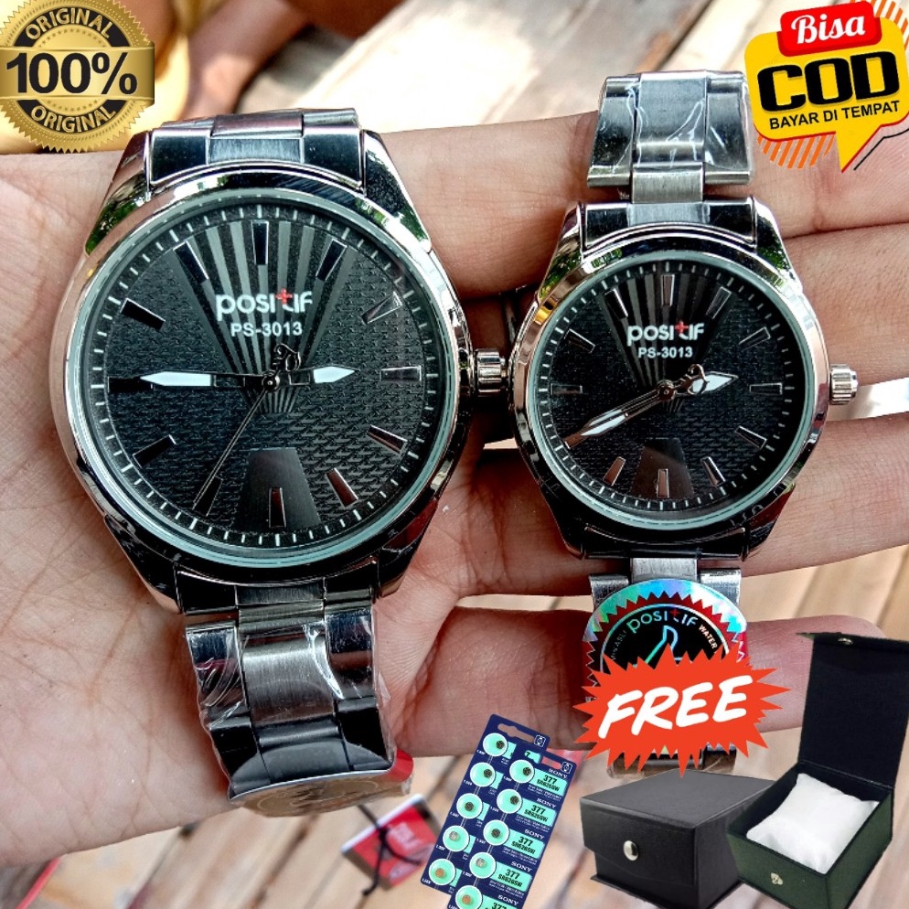 KODE I69V Jam Tangan Wanita Pria Couple POSITIF 318 Rantai Silver ORIGINAL Water Resistance FREE BOX