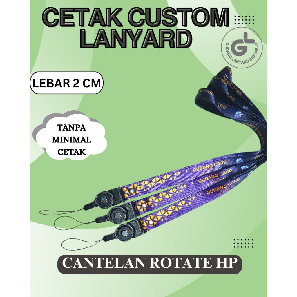 

Custom Tali lanyard rotate HP print sublim 2cm cetak 2 muka / tali idcard rotate HP printing nametag