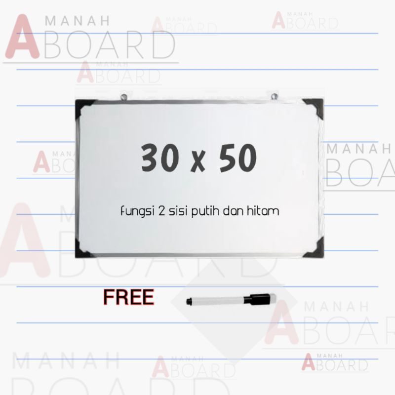 

Papan Tulis Whiteboard uk 30x50 free spidol wipe & clean
