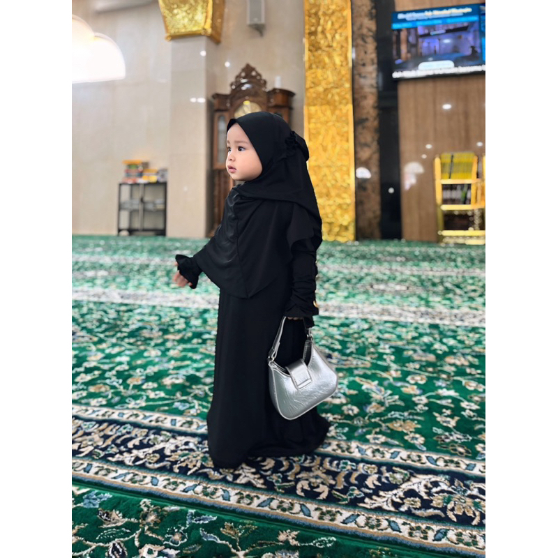 set gamis khimat pita (Hitam)