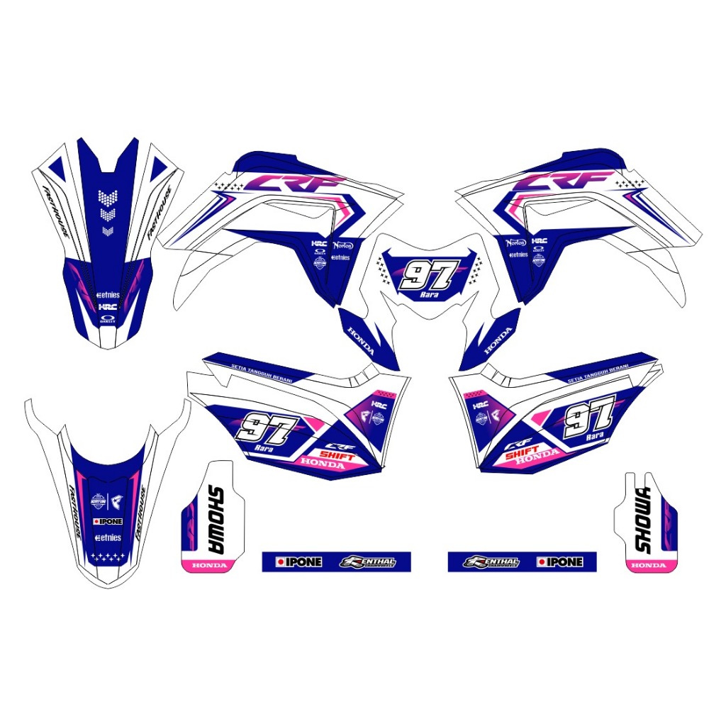 Decal CRF 150l Sticker Striping CRF 150 L Motif rancing warna putih ungu list pink