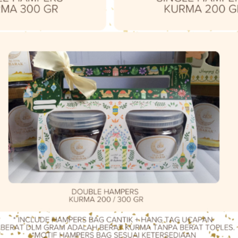 

Kurma Sukari, Ajwa, Tunisia Tangkai, Khalas 200 gr - Double Hampers Kurma Premium