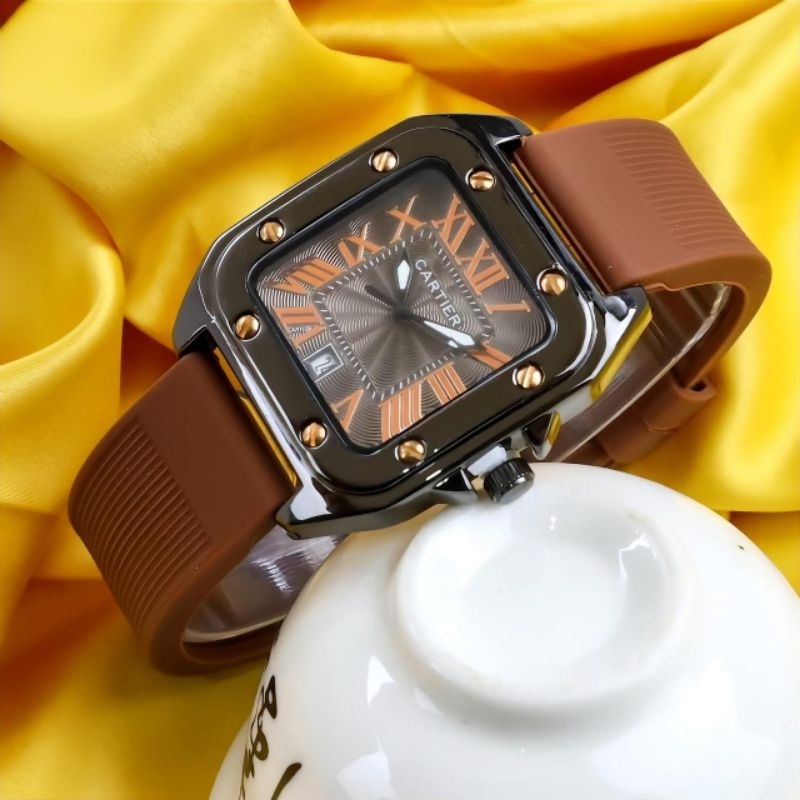 jam tangan wanita fashion Cartier rubber tanggal aktif diameter lingkar 3.6cm +box +paper bag